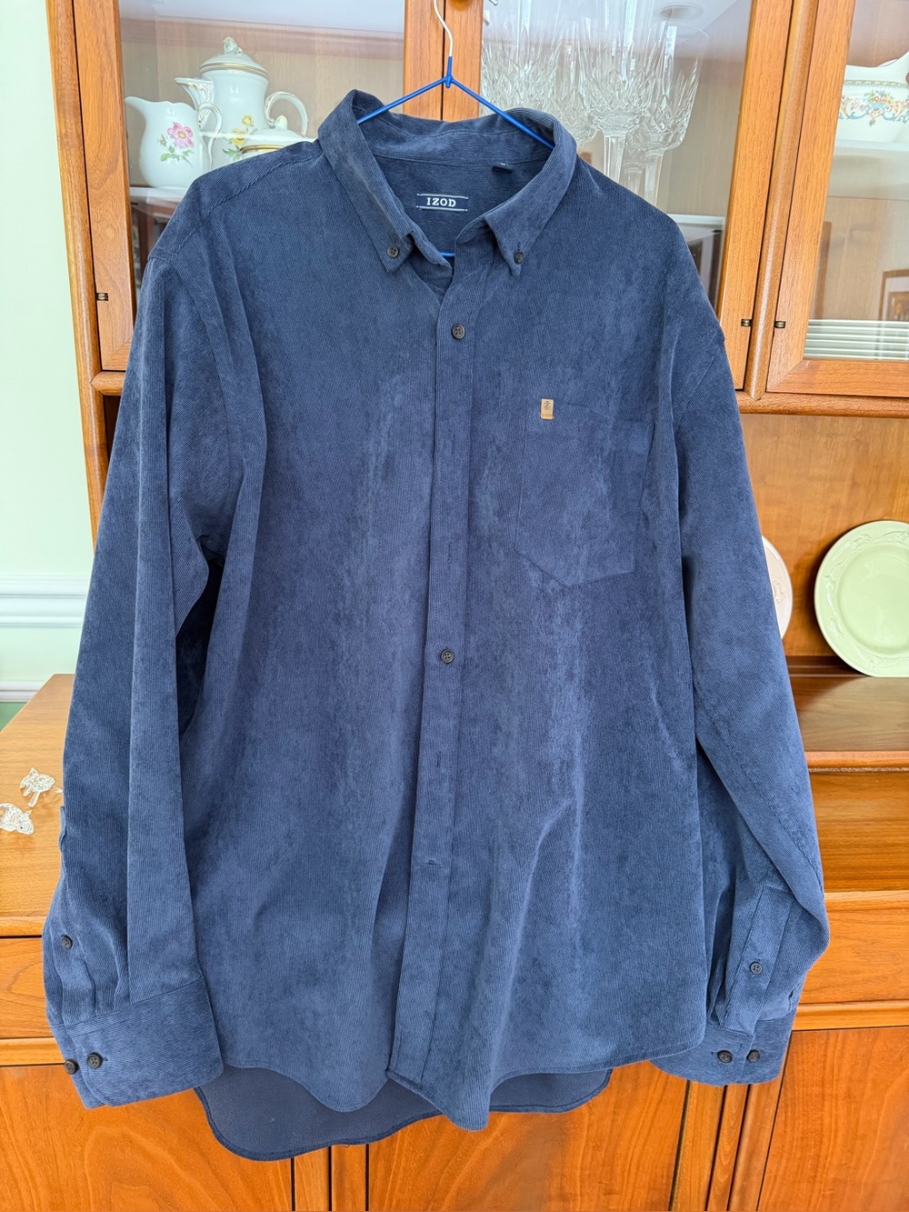 Izod men’s  Dark Blue Corduroy Button-Up shirt size XL